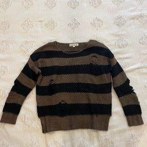olive and oak striped sweater, size small